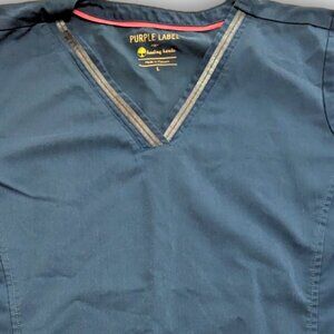 #13 Healing Hands Purple Label Scrub Top in Royal Blue - Size Large, Royal Blue